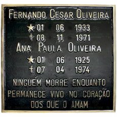 Placa para Cemitério em Alumínio com texto até 53 letras Tam.24x25 cm