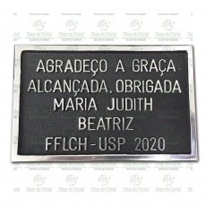 PLACA EM AGRADECIMENTO POR UMA GRAÇA ALCANÇADA ALUMÍNIO FUNDIDO TAMANHO 10X16.