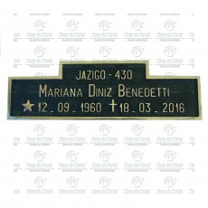 Placa em bronze no padrão do Cemitério Campal de Varginha/MG