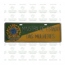 PLACA PARA CARROS OFICIAIS EM ALUMÍNIO FUNDIDO, COM O BRASÃO COLORIDO.