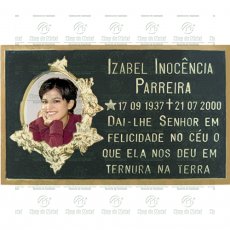 PLACA PARA CEMITÉRIO EM ALUMÍNIO SHOP DO METAL COM 1 FOTO EM PORCELANA 8X10 COLORIDA E TEXTO ATÉ 58 LETRAS TAM.18X30 CM