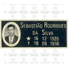 Placa para Cemitério em Bronze com 1 foto 6x8 Preto e Branco Tam.11x26 cm