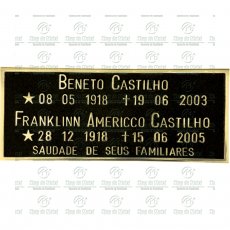 Placa para Cemitério em Bronze com 2 nomes e texto Tam.12x30 cm