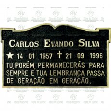 PLACA PARA CEMITÉRIO EM BRONZE COM TEXTO ATÉ 65 LETRAS TAM.17X29 CM