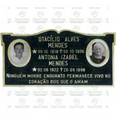 PLACA PARA CEMITÉRIO EM BRONZE SHOP DO METAL COM 2 FOTOS EM PORCELANA 6X8 COLORIDAS E TEXTO TAM.19X35 CM