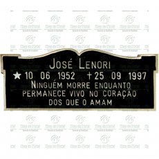 Placa para Jazigo em Alumínio com nome e texto até 53 letras Tam.12x29 cm