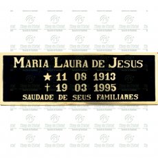 PLACA PARA JAZIGO EM ALUMÍNIO SHOP DO METAL COM TEXTO. TAM.10X30 CM