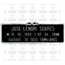 PLACA PARA LÁPIDE EM ALUMÍNIO SHOP DO METAL COM TEXTO ATÉ 23 LETRAS TAM.11X32 CM