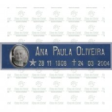Placa para Lápides em Alumínio com 1 foto 4x5 Colorida Tam.6,5x25 cm