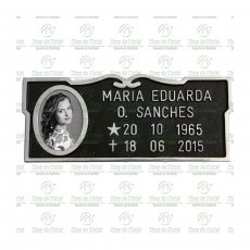 Placa para Túmulo em Alumínio com 1 Foto 6x8 Preto e Branco Tam.10x25 cm