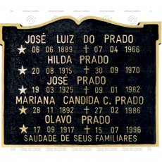 PLACA PARA TÚMULO EM ALUMINIO SHOP DO METAL COM 5 NOMES E TEXTO ATÉ 23 LETRAS TAM.22X28 CM