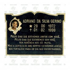 Placa para Túmulo em Bronze com 1 foto 6x8 Colorida e texto.Tam.30x40 cm