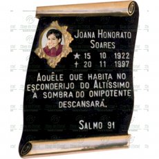 Placa para Túmulo em Bronze com 1 foto 6x8 Colorida e texto Tam.38x26 cm
