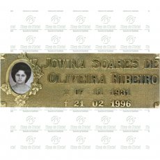 Placa para Túmulo em Bronze com 1 foto 6x8 Preto e Branco Tam.12x36 cm