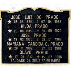 PLACA PARA TÚMULO EM BRONZE SHOP DO METAL COM 5 NOMES E TEXTO ATÉ 23 LETRAS TAM.22X28 CM